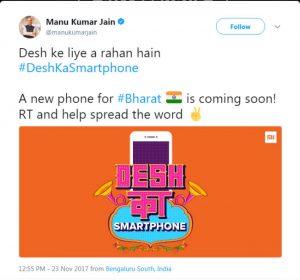 Xiaomi to launch''Desh Ka Smartphone'' on November 30th